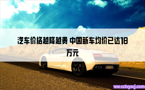 汽车价格越降越贵 中国新车均价已达18万元